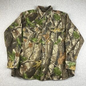 VTG Wells Creek Shirt Men Large Realtree Hardwood Button Up Long Sleeve Camo 90s